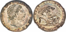 GB. Silver. 1818. Crown. UNC. NGC MS63. George III Silver Crown. 28.27g. .925. 37.90mm.