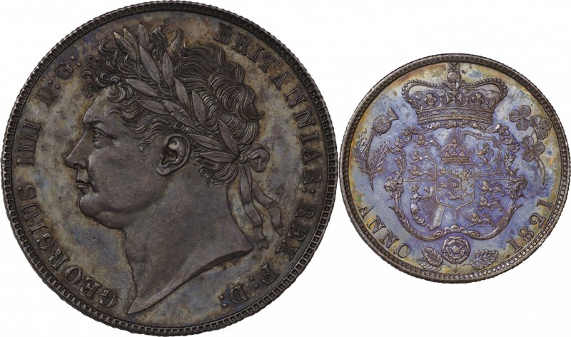 GB. Silver. 1821. 1/2 Crown. EF+. George IV Laureate Head Silver 1/2 Crown. 14.1...