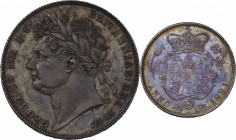 GB. Silver. 1821. 1/2 Crown. EF+. George IV Laureate Head Silver 1/2 Crown. 14.13g. .925. 32.30mm. Toned.
