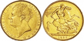 GB. Gold. 1823. 2 Pound. EF. George IV Gold 2 Pounds. 15.98g. .917. 28.40mm.