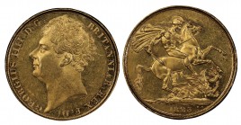 GB. Gold. 1823. 2 Pound. AU. PCGS MS60. George IV Gold 2 Pounds. 15.98g. .917. 28.40mm.