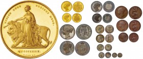 GB. Gold, Silver, Bronze. 1839. 5 Pound. Proof. Victoria -Una and the Lion- Gold, Silver and Bronze Complete Proof Set (15).