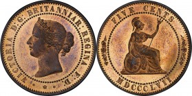 GB. Coppper. 1857. 5 Cent. UNC Proof. PCGS PR65RB. Victoria Copper Proof Pattern 5 Cents.