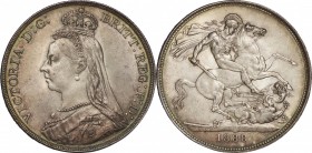 GB. Silver. 1888. Crown. AU. Victoria Jubilee Head Silver Crown. 28.28g. .925. 38.61mm.