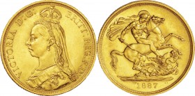 GB. Gold. 1887. 2 Pound. AU. Victoria Jubilee Head Gold 2 Pounds. 15.97g. .917. 29.30mm.
