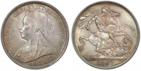GB. Silver. 1897. Crown. UNC. PCGS MS64. Victoria Old Head Silver Crown. 28.27g. .925. 38.70mm.