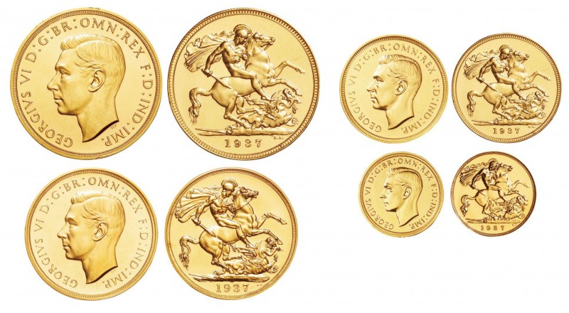 GB. Gold. 1937. UNC Proof. George VI Gold Sovereign Proof Set (4). Light Polishe...