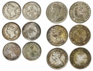 Hong Kong. Silver. Cent. Victoria Silver 5 Cents and 10 Cents 6-Pieces. 1866. 1889. 1890. KM6.3
