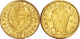 Hungary. Gold. 1714. 10 Ducat. UNC. Charles VI Gold 1 Ducat. 3.50g. .986. 22.50mm.