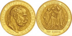 Hungary. Gold. 1907. 100 Corona. VF. Franz Joseph I Gold 100 Corona. 33.87g. .900. 36.00mm.