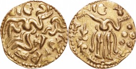 India. Gold. 985-1014. Kahavanu. EF. India Hindu Dynasties Chola Dynasty Raja Raja Gold 1 Kahavanu. 4.30g.