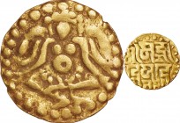 India. Gold. 1015-1041. Stater. VF. India Kalachuris of Tripuri Gangeya Deva Gold Stater. 4.10g.