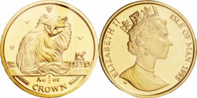 Isle of Man. Gold. 1995. 1/2 Crown. UNC. Turkish Cat Gold 1/2 Crown. 15.55g. .9999. 30.00mm. Original Vinyl.