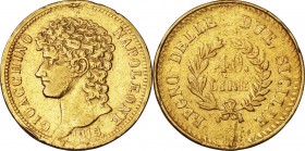 Italy. Gold. 1813. 40 Lire. F. Kingdom of Naples Joachim Murat Gold 40 Lire. 12.90g. .900. 27.00mm.