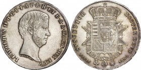 Italy. Silver. 1856. Quattro. AU. Tuscany Leopold II Silver Quattro (4) Fiorini. 27.50g. .916. 41.00mm.