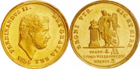 Italy. Gold. 1854. Ducati. UNC. PCGS MS64. Kingdom of the Two Sicilies Ferdinando II Gold 3 Ducati. 3.78g. .996. 18.50mm.