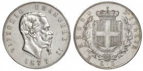 Italy. Silver. 1877. 5 Lire. VF. Emmanuel II Silver 5 Lire. 25.00g. .900. 37.00mm.