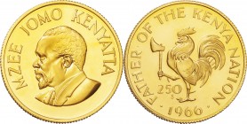 Kenya. Gold. 1966. 250 Shilling. Proof. 75th Anniversary of the Birth of President Jomo Kenyatta Gold Proof 250 Shillings. 19.00g. .917.