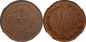 Madagascar. Bronze. 1883. 10 Centime. UNC. NGC MS64RB. Ranavalona III Bronze Fantasy 10 Centimes.