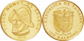 Panama. Gold. 1975. 100 Balboa. Proof. PCGS PR67DCAM. 500th Anniversary - Birth of Balboa Gold Proof 100 Balboas. 8.16g. .900. 26.00mm.