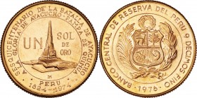 Peru. Gold. 1976. Sole. UNC. 150th Anniversary of Battle of Ayacucho Gold Proof 1 Sole. 23.40g. .900.
