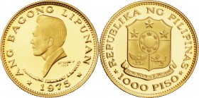 Philippines. Gold. 1975. 1000 Peso. Proof. 3rd Anniversary of the New Society -Marcos- Gold Proof 1000 Peso. 9.95g. .900.