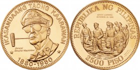 Philippines. Gold. ND(1980). 2500 Peso. Proof. 100th Anniversary of Birth of Gen. Douglas MacArthur Gold Proof 2500 Peso. 14.57g. .500.