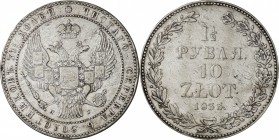 Poland. Silver. 1833. 10 Zlotych. F. Double-headed eagle Silver 10 Zlotych. 31.10g. .868. 40.00mm.