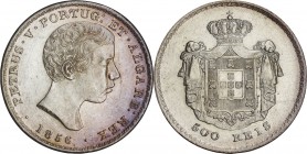 Portugal. Silver. 1856. 500 Reis. EF. Pedro V Silver 500 Reis. 12.50g. .917.