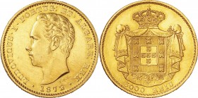 Portugal. Gold. 1872. 5000 Reis. AU. Louis I Gold 5000 Reis. 8.87g. .917.