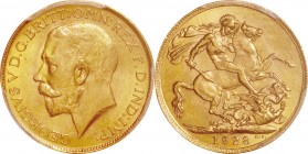 South Africa. Gold. 1928. Sovereign. UNC. PCGS MS64. George V Gold Sovereign. 7.99g. .917. 21.00mm.