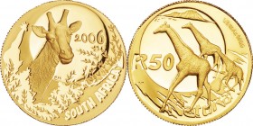 South Africa. Gold. 2006. 50 Rand. Proof. Natura -Giraffe- Gold Proof 50 Rand. 15.55g. .9999. 27.00mm. w/o Box and Cert.