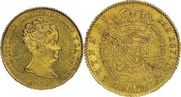 Spain. Gold. 1844. 80 Real. AU. NGC MS63. Isabel II Gold 80 Reales. 6.77g. .875. 21.00mm.