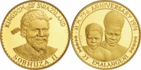 Swaziland. Gold. 1974. 25 Emalangeni. Proof. 75th Anniversary of Birth of King Sobhuza II Gold Proof 25 Emalangeni. 27.78g. .900.