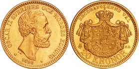 Sweden. Gold. 1898. 20 Kronor. UNC-. Oscar II Gold 20 Kronor. 8.96g. .900. 23.00mm.