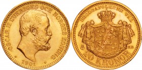 Sweden. Gold. 1901. 20 Kronor. UNC-. Oscar II Gold 20 Kronor. 8.96g. .900. 23.00mm.
