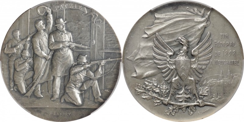 Switzerland. Silver. 1898. EF. PCGS SP63. Swiss Shooting Festival Neuchatel Silv...