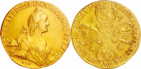 Russian Empire. Gold. 1766. 10 Rouble. VF. PCGS Genuine Repaired - XF Detail. Catherine II Gold 10 Rouble. 13.08g. .917.