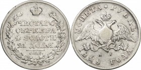 Russian Empire. Silver. 1828. Rouble. VF. Nicholas I Imperial Double-headed eagle Silver 1 Rouble. 20.73g. .868.