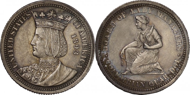 USA. Silver. 1893. 1/4 Dollar. AU. Columbian Exposition "Isabella Quarter" Silve...
