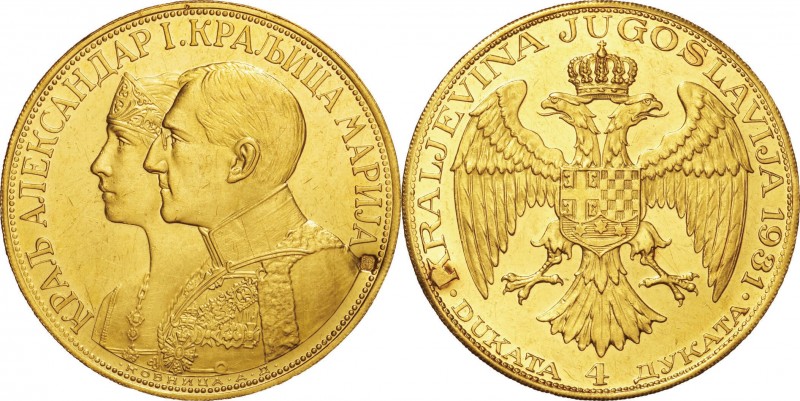 Yugoslavia. Gold. 1931. Dukata. EF. Alexander I Royal Couple Gold 4 Dukata. 13.9...