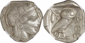 Ancient Greece. Silver. C.440-404.BC. Tetradrachm. EF. NGC AU Strike:4/5 Surface:4/5. Ancient Greece Attica Athenian Owl Silver Tetradrachm. 17.18g.