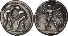 Ancient Greece. Silver. 4th-3rd Centuries BC. Stater. VF. Ancient Greece Pamphylia Aspendus Two Wrestlers Silver Stater. 10.90g.
