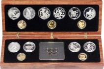 Various Countries. Gold, Silver. 1995. Proof. International Olympic Committee Centennial Gold and Silver Proof Set (15). w/Original wooden Box.