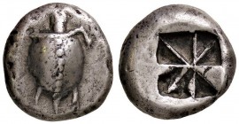 GRECHE - EGINA - Statere - Tartaruga, con globetti sul dorso /R Quadrato incuso S. Cop. 507 (AG g. 11,95)

BB