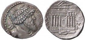 GRECHE - NUMIDIA - Giuba I (60-46 a.C.) - Denario - Busto diademato a d. con scettro /R Tempio ottastilo Sear 6607 (AG g. 3,84) Ex asta NAC 100, lotto...