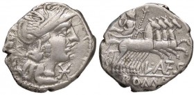 ROMANE REPUBBLICANE - ANTESTIA - L. Antestius Gragulus (136 a.C.) - Denario - Testa di Roma a d. /R Giove su quadriga verso d. B. 9; Cr. 238/1 (AG g. ...