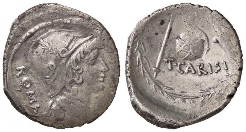 ROMANE REPUBBLICANE - CARISIA - T. Carisius (46 a.C.) - Denario - Testa di Roma ...