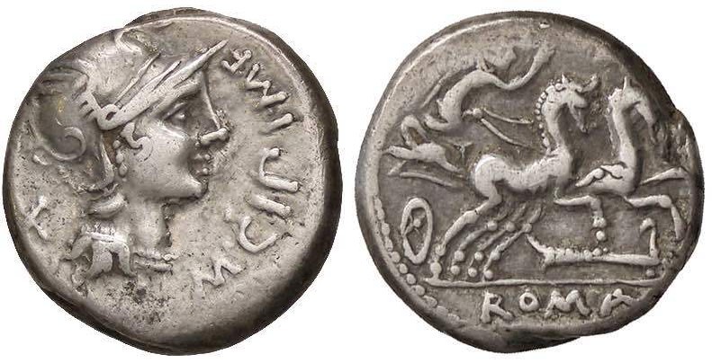 ROMANE REPUBBLICANE - CIPIA - M. Cipius M. F. (115-114 a.C.) - Denario - Testa d...