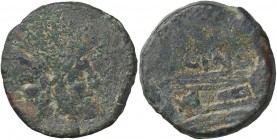 ROMANE REPUBBLICANE - CORNELIA - L. Corneliius Cina (159 a.C.) - Asse - Testa di Giano /R Prua di nave a d.; sopra, CINA B. 11; Cr. 178/1 (AE g. 22,35...